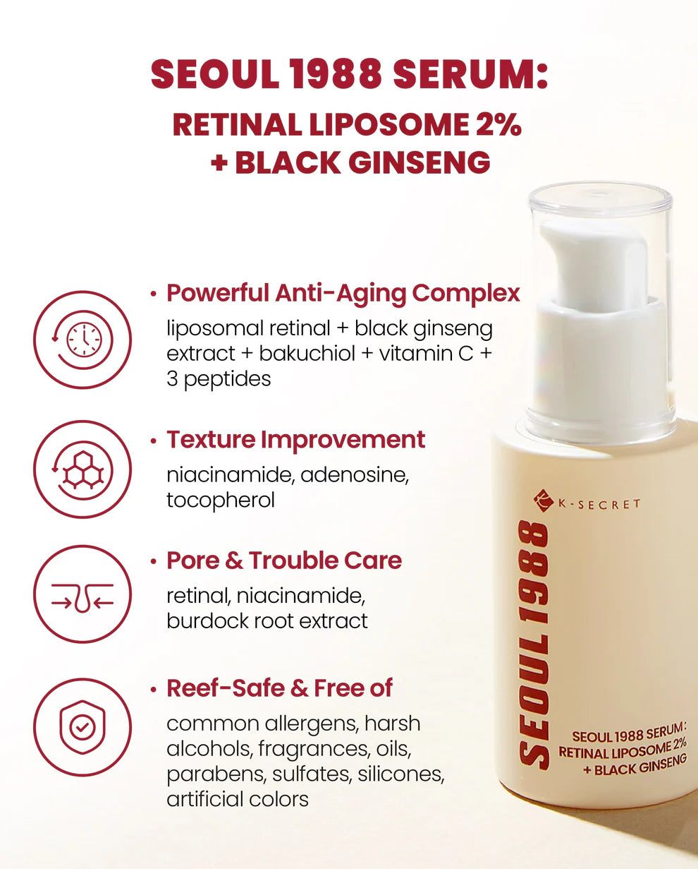 K - Secret Seoul 1988 Serum: Retinal Liposome 2%+ Black Ginseng 30ml