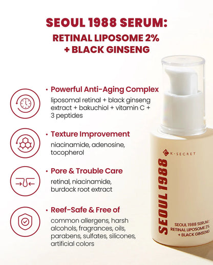 K - Secret Seoul 1988 Serum: Retinal Liposome 2%+ Black Ginseng 30ml